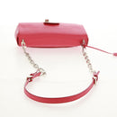 PRADA Umhängetasche Kette Saffianoleder Rot Silber Auth ka1025V-7