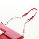 PRADA Chain Shoulder Bag Safiano leather Red Silver Auth ka1025V-9