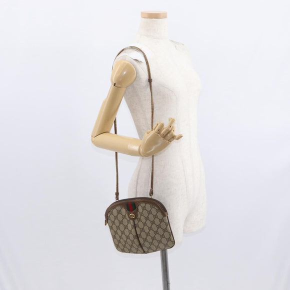 GUCCI GG Supreme Web Sherry Line Bag PVC Beige Gold 904 02 047 Auth ka1026