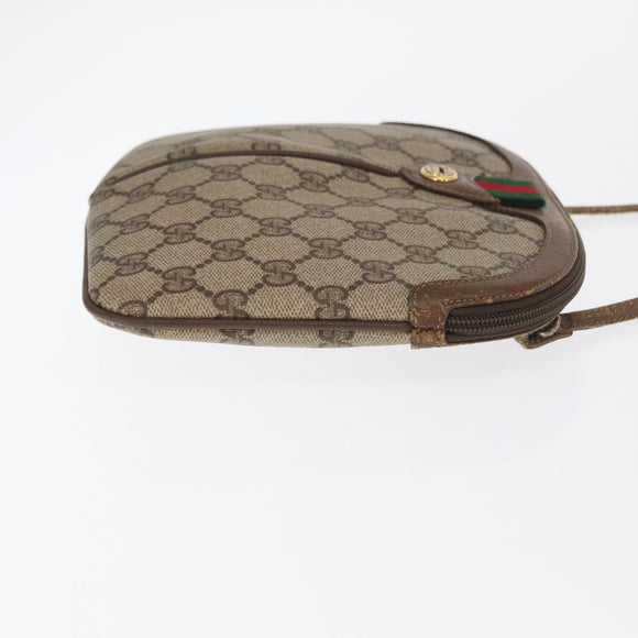 GUCCI GG Supreme Web Sherry Line Bag PVC Beige Gold 904 02 047 Auth ka1026