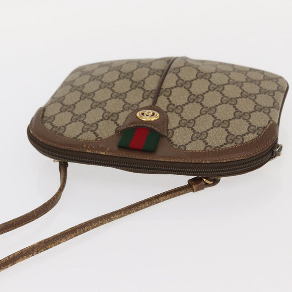 GUCCI GG Supreme Web Sherry Line Bag PVC Beige Gold 904 02 047 Auth ka1026