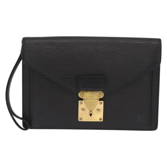 LOUIS VUITTON Epi Serie Dragonne Clutch Bag Black Noir M52612 LV Auth ka1030