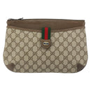 GUCCI GG Supreme Web Sherry Line Bag PVC Beige Gold 904 02 026 Auth ka1036-2