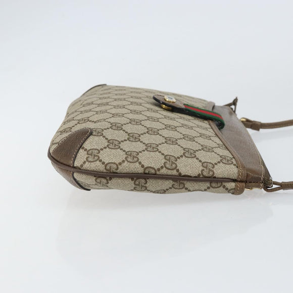 GUCCI GG Supreme Web Sherry Line Bag PVC Beige Gold 904 02 026 Auth ka1036