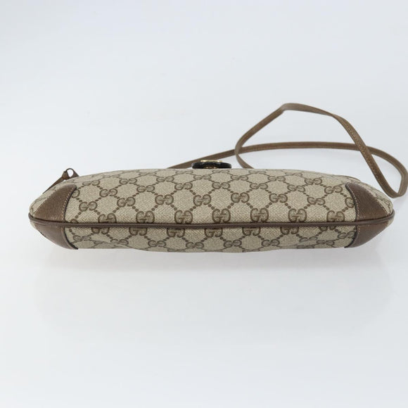 GUCCI GG Supreme Web Sherry Line Bag PVC Beige Gold 904 02 026 Auth ka1036