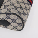 GUCCI GG Supreme Sherry Line Shoulder Bag PVC Navy Gold 378 02 004 Auth ka104-15