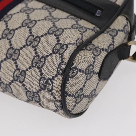 GUCCI GG Supreme Sherry Line Shoulder Bag PVC Navy Gold 378 02 004 Auth ka104