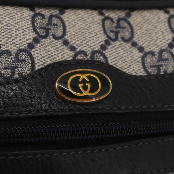 GUCCI GG Supreme Sherry Line Shoulder Bag PVC Navy Gold 378 02 004 Auth ka104