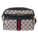 GUCCI GG Supreme Sherry Line Shoulder Bag PVC Navy Gold 378 02 004 Auth ka104-13