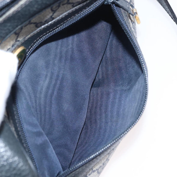 GUCCI GG Supreme Sherry Line Shoulder Bag PVC Navy Gold 378 02 004 Auth ka104