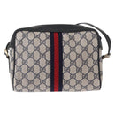 GUCCI GG Supreme Sherry Line Shoulder Bag PVC Navy Gold 378 02 004 Auth ka104-2