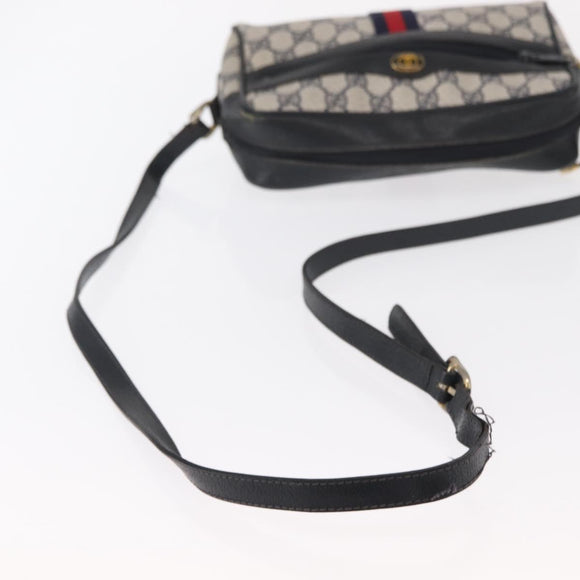 GUCCI GG Supreme Sherry Line Shoulder Bag PVC Navy Gold 378 02 004 Auth ka104