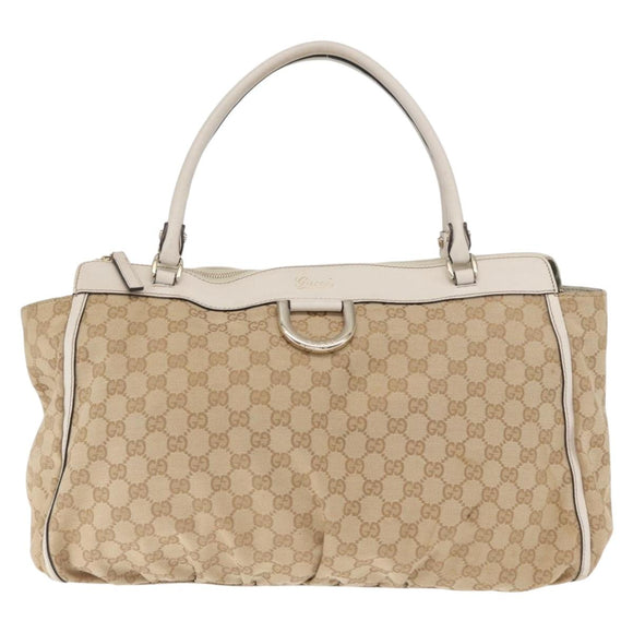 GUCCI GG Canvas Hand Bag Beige Gold 190248 Auth ka1040