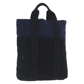 HERMES Fourre Tout Hand Bag Canvas Black Navy Auth ka1041