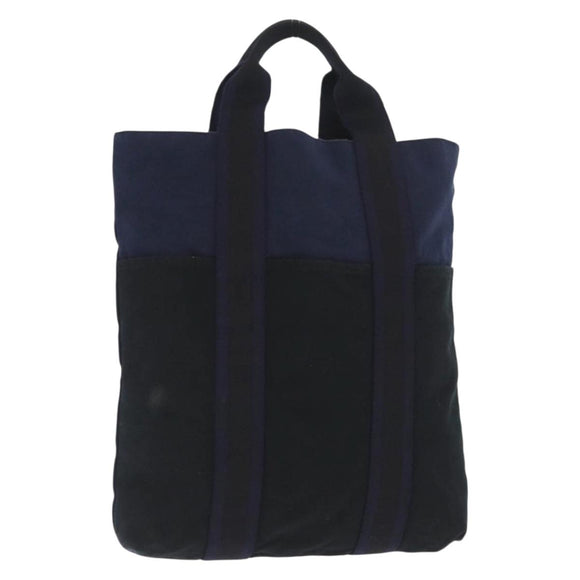 HERMES Fourre Tout Hand Bag Canvas Black Navy Auth ka1041