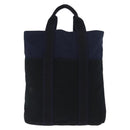 HERMES Fourre Tout Hand Bag Canvas Black Navy Auth ka1041-13