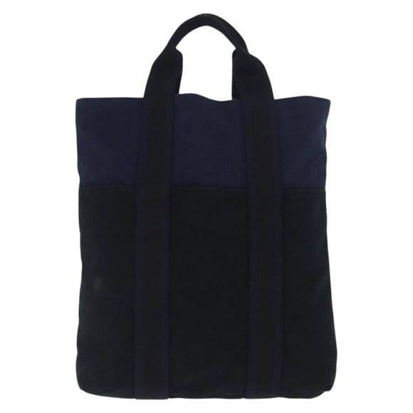HERMES Fourre Tout Hand Bag Canvas Black Navy Auth ka1041