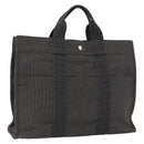 HERMES Her Line Tote Bag Canvas Gray Silver Auth ka1042-1