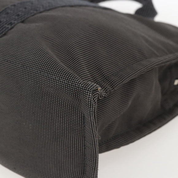 HERMES Her Line Tote Bag Canvas Gray Silver Auth ka1042