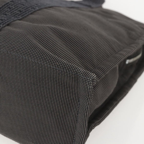 HERMES Her Line Tote Bag Canvas Gray Silver Auth ka1042