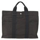 HERMES Her Line Tote Bag Canvas Gray Silver Auth ka1042-2