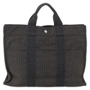 HERMES Her Line Tote Bag Canvas Gray Silver Auth ka1042-3
