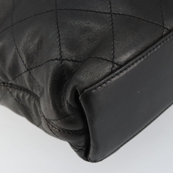 CHANEL Matelasse Hand Bag Leather Black Gold CC Auth ka1043