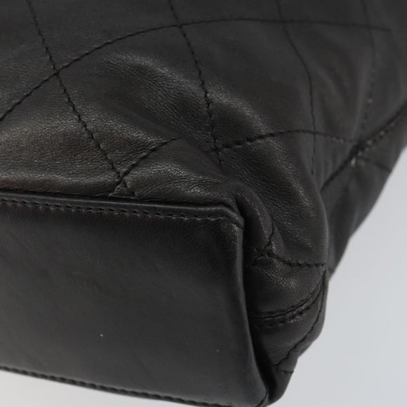 CHANEL Matelasse Hand Bag Leather Black Gold CC Auth ka1043