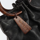 CHANEL Matelasse Hand Bag Leather Black Gold CC Auth ka1043-10