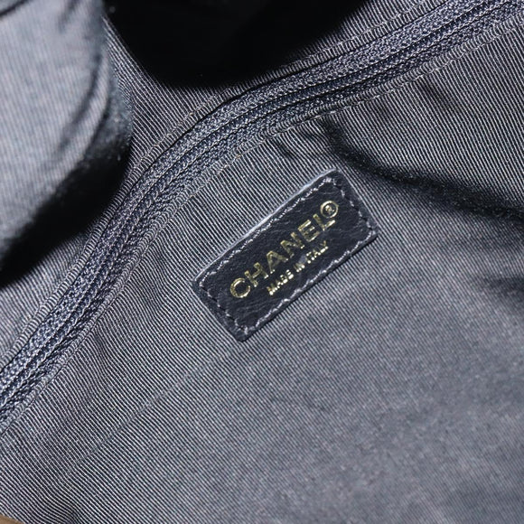 CHANEL Matelasse Hand Bag Leather Black Gold CC Auth ka1043