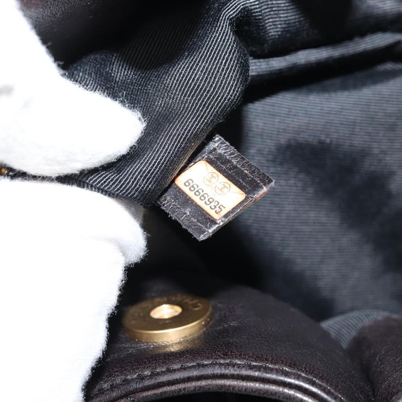 CHANEL Matelasse Hand Bag Leather Black Gold CC Auth ka1043