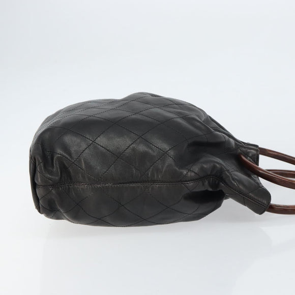 CHANEL Matelasse Hand Bag Leather Black Gold CC Auth ka1043