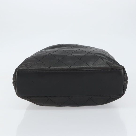 CHANEL Matelasse Hand Bag Leather Black Gold CC Auth ka1043