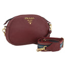 PRADA Shoulder Bag Leather 2way Bordeaux Gold Auth ka1044-1