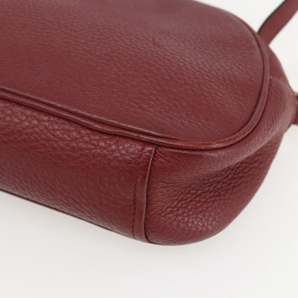 PRADA Shoulder Bag Leather 2way Bordeaux Gold Auth ka1044