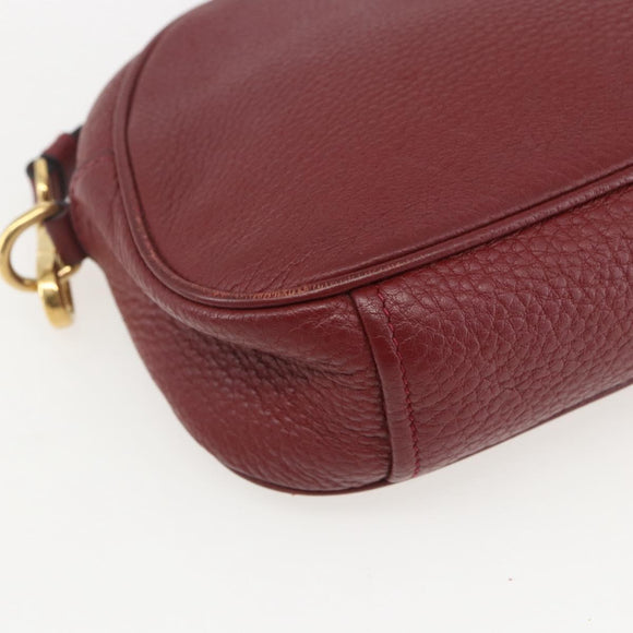 PRADA Shoulder Bag Leather 2way Bordeaux Gold Auth ka1044