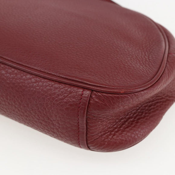 PRADA Shoulder Bag Leather 2way Bordeaux Gold Auth ka1044