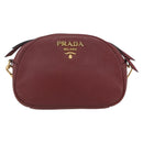 PRADA Shoulder Bag Leather 2way Bordeaux Gold Auth ka1044-13