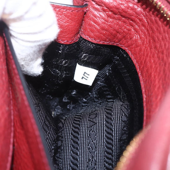 PRADA Shoulder Bag Leather 2way Bordeaux Gold Auth ka1044