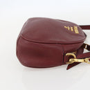 PRADA Shoulder Bag Leather 2way Bordeaux Gold Auth ka1044-4