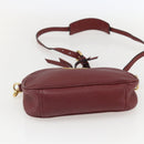 PRADA Shoulder Bag Leather 2way Bordeaux Gold Auth ka1044-5