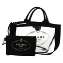PRADA Hand Bag Vinyl 2way Clear Silver Auth ka1045M-1