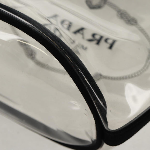 PRADA Hand Bag Vinyl 2way Clear Silver Auth ka1045M