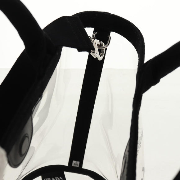 PRADA Hand Bag Vinyl 2way Clear Silver Auth ka1045M