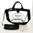 PRADA Hand Bag Vinyl 2way Clear Silver Auth ka1045M-12