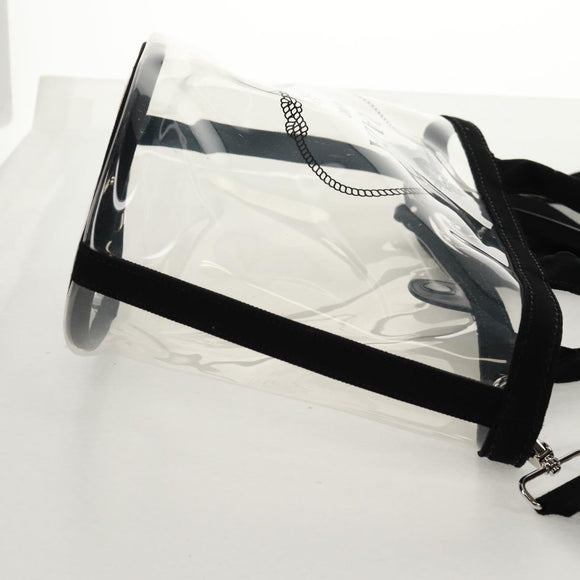 PRADA Hand Bag Vinyl 2way Clear Silver Auth ka1045M