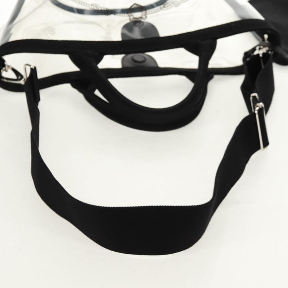 PRADA Hand Bag Vinyl 2way Clear Silver Auth ka1045M