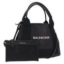 BALENCIAGA Cabas XS Hand Bag Canvas 2way Black Silver 390346 Auth ka1048-1