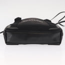 BALENCIAGA Cabas XS Hand Bag Canvas 2way Black Silver 390346 Auth ka1048-5