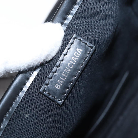 BALENCIAGA Cabas XS Hand Bag Canvas 2way Black Silver 390346 Auth ka1048